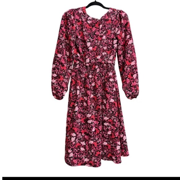 Draper James Floral Print Long Sleeve Smocked Waist dress size xs - Picture 3 of 12